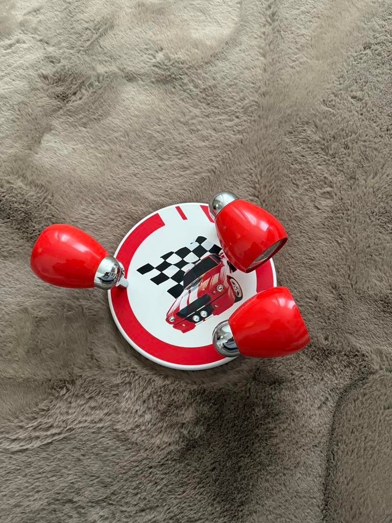 Autolamp Kinderkamer - Rode Raceauto Plafondlamp, Ophalen, Zo goed als nieuw, Metaal
