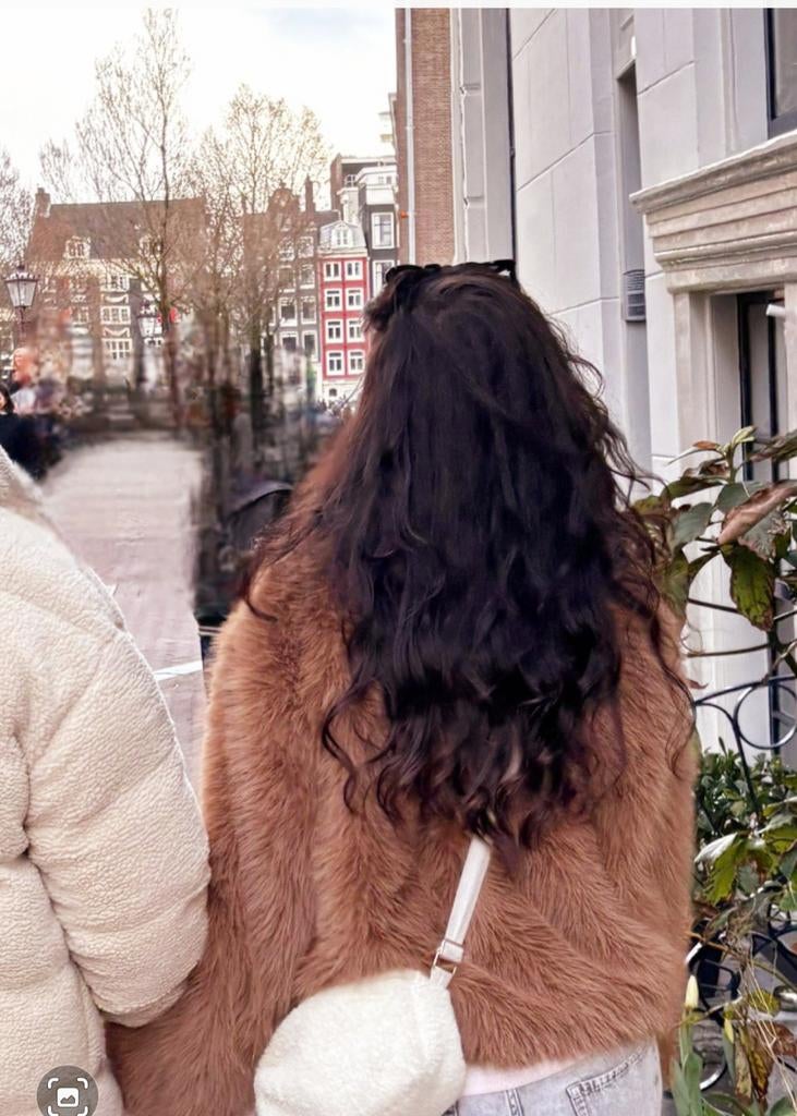 Zara look nieuw bont jasje bruin fashion trendy hip  mt XL, H&M, Bruin, Maat 42/44 (L), Nieuw