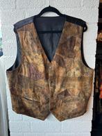 C&A vintage leder gilet patchwork maat XL, Ophalen of Verzenden, Zo goed als nieuw, Maat 56/58 (XL), Bruin