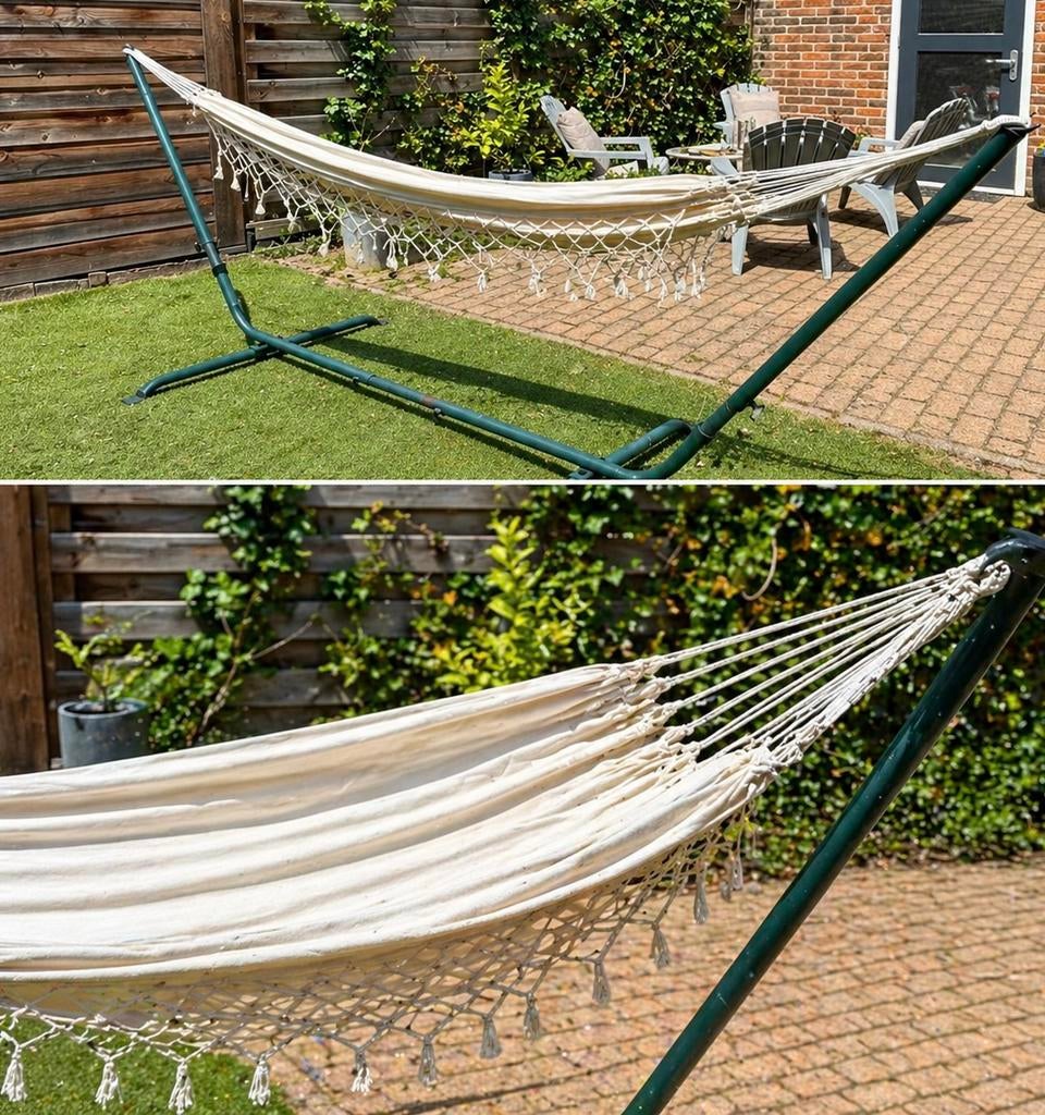 Hangmat met standaard, Ophalen, Gebruikt, Buiten, Met standaard