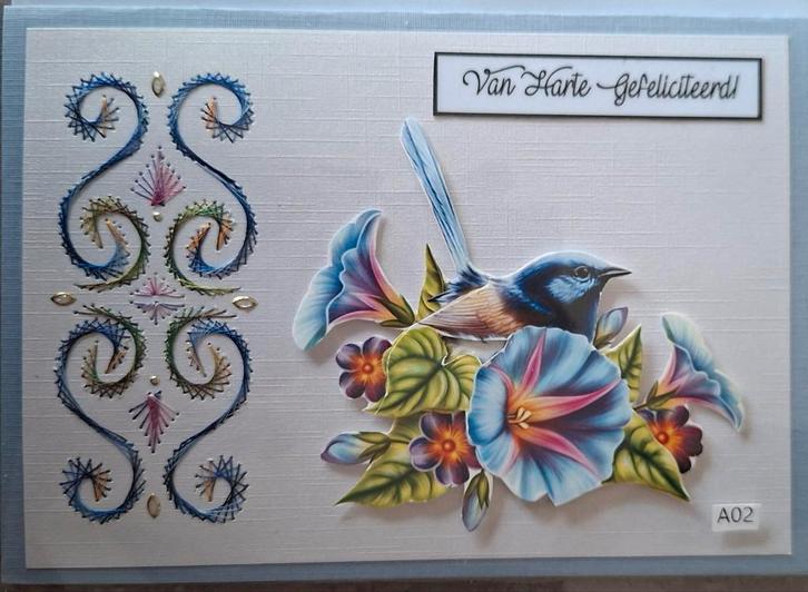 Geborduurde wenskaarten Bloemen, Hobby en Vrije tijd, Kaarten | Zelfgemaakt, Nieuw, Man of Vrouw, Ophalen of Verzenden