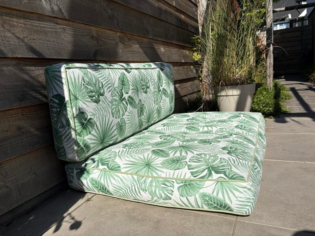 2 sets palletkussens met bladeren, Tuin en Terras, Tuinmeubel-accessoires, Ophalen, Gebruikt