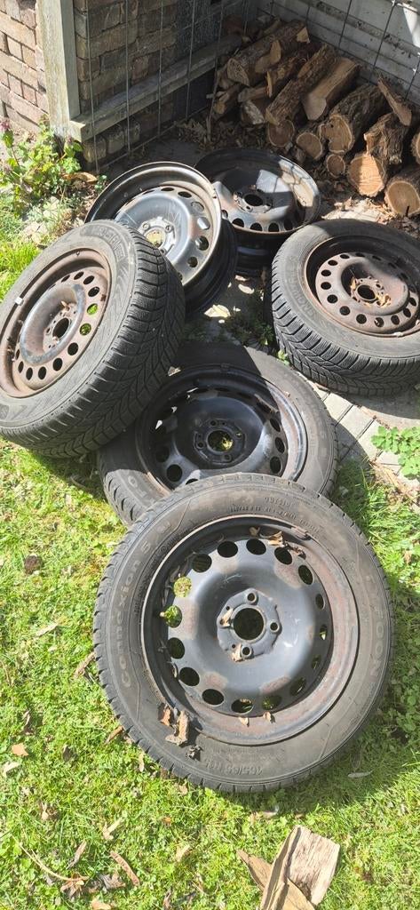 6 stalen velgen 15 inch met banden, Auto-onderdelen, Banden en Velgen, Ophalen