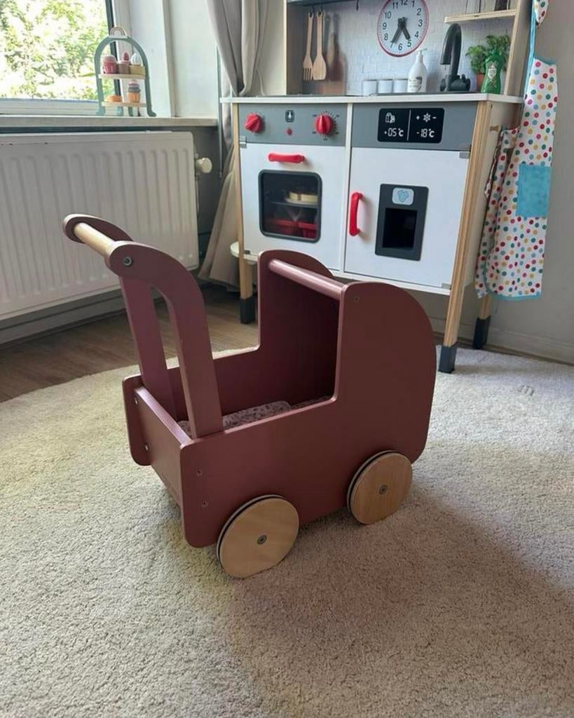 Little Dutch Houten Poppenwagen Roze met Dekentje, Kinderen en Baby's, Speelgoed | Poppen, Ophalen of Verzenden, Gebruikt, Overige typen