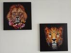 Canvas Leeuw & Luipaard, Ophalen, Minder dan 50 cm, Minder dan 50 cm, Print