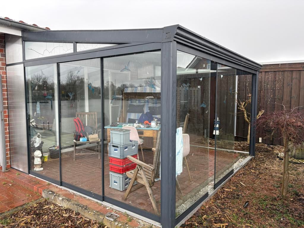 Overkapping 3x4 + polycarbonaat dakpanelen, ex glaspanelen, Tuin en Terras, Overkappingen, Ophalen, Gebruikt, Veranda
