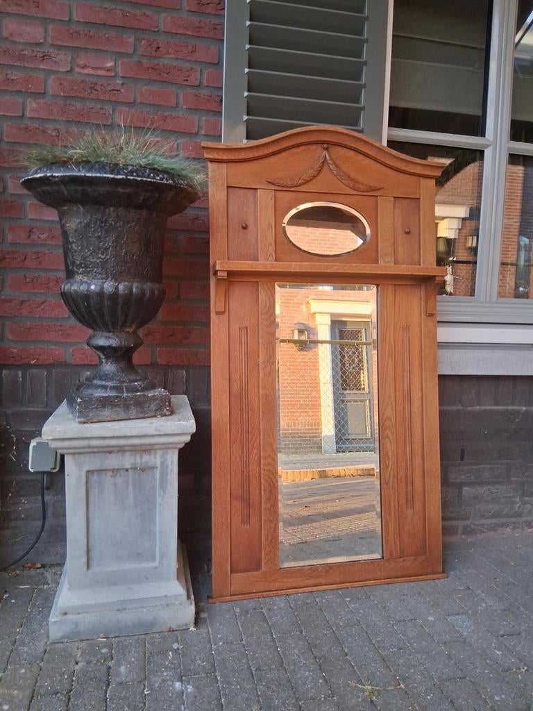 Spiegel met geslepen glas, Antiek en Kunst, Ophalen of Verzenden, Rechthoekig