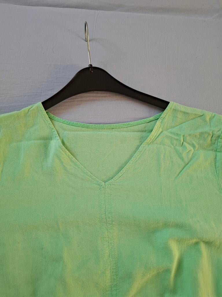 Linnen zomerjurk FOS Amsterdam appelgroen, Kleding | Dames, Jurken, Maat 42/44 (L), Ophalen of Verzenden, Gedragen, Onder de knie