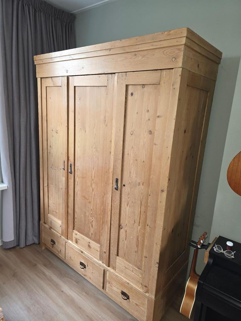 Oude antieke meidenkast, Ophalen, Gebruikt, 50 tot 75 cm, 200 cm of meer