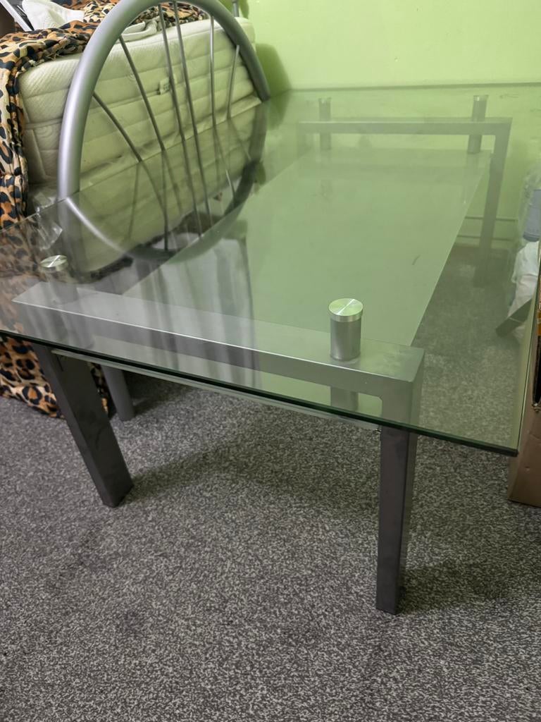 Glazen dubbele laag salontafel, Huis en Inrichting, Tafels | Salontafels, Ophalen, 50 tot 75 cm, Zo goed als nieuw, Glas
