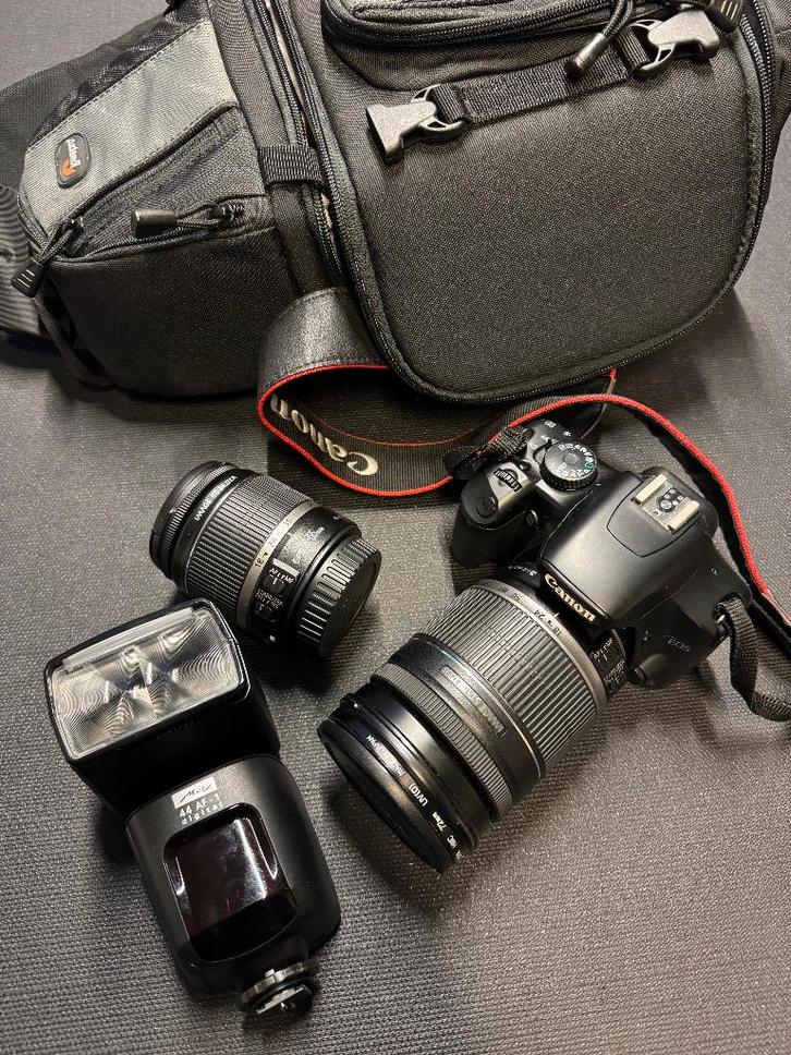 Canon EOS 450D met lenzen, flitser en rugzak, Audio, Tv en Foto, Fotocamera's Digitaal, Zo goed als nieuw, Spiegelreflex, Canon