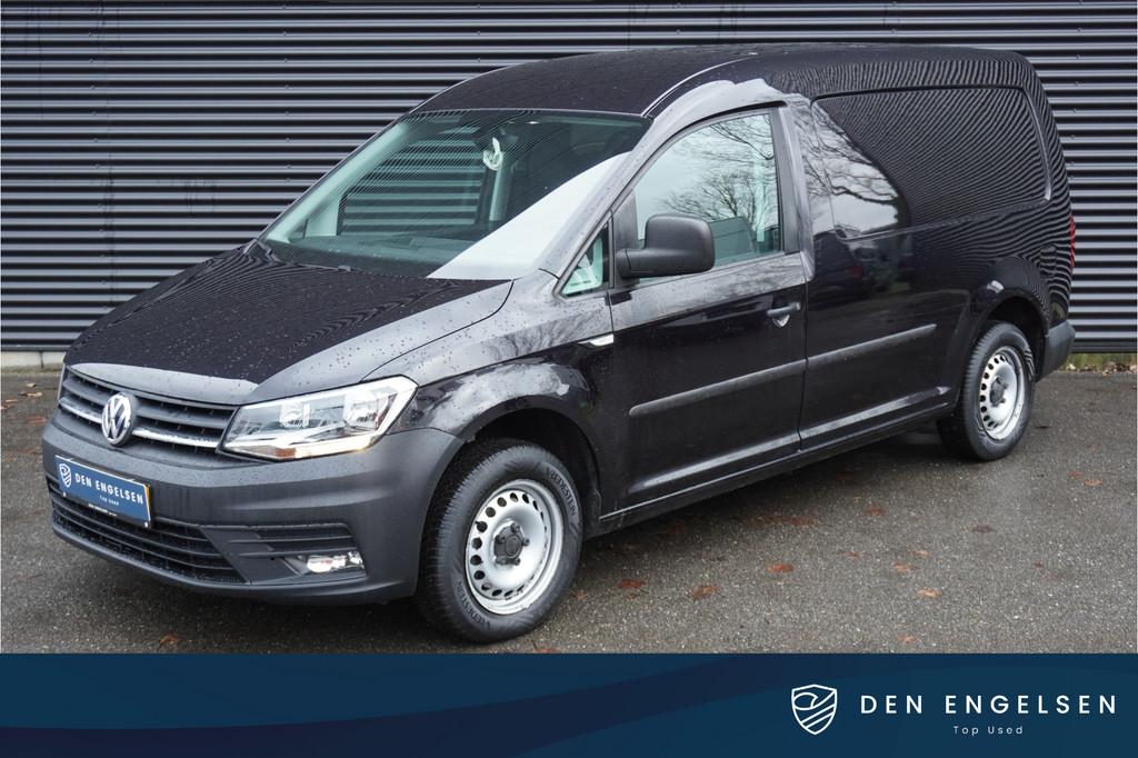 Volkswagen Caddy 102pk Automaat L2H1 Maxi Highline Navigatie, Stof, Gebruikt, Volkswagen, Zwart