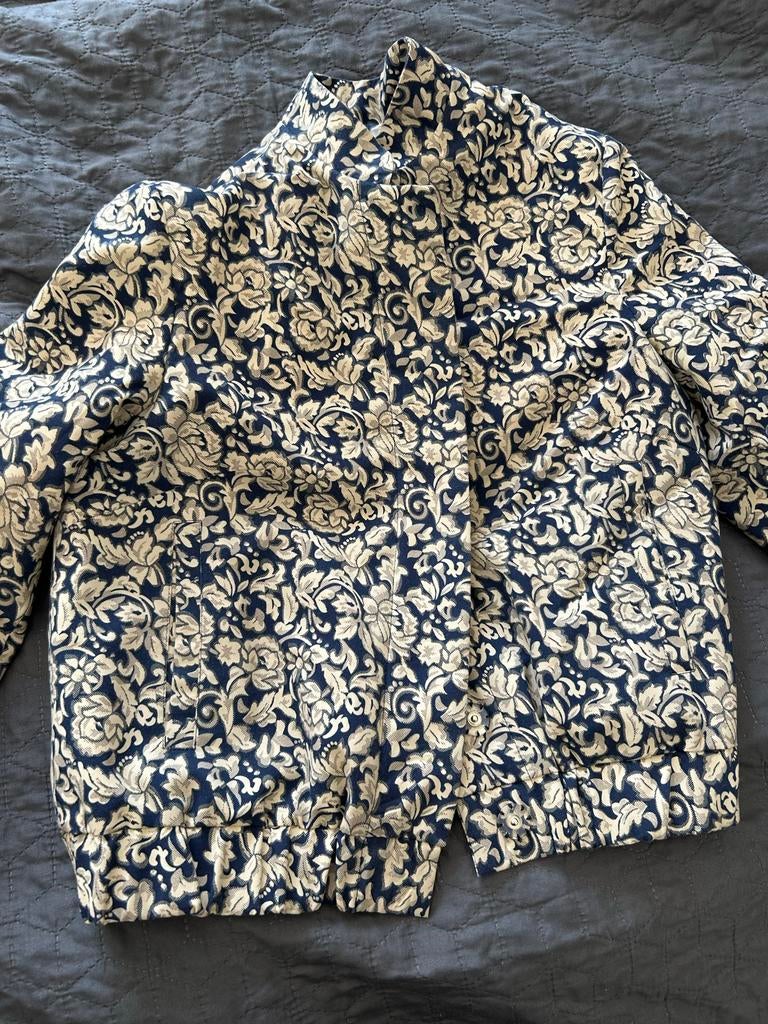 Bomberjack met bloemenprint, gevoerd, Kleding | Dames, Jassen | Zomer, Ophalen of Verzenden, Zo goed als nieuw, Maat 36 (S), Blauw