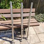 Drie RVS paaltjes, ca. 120cm lang, met bevestigingsbouten, Ophalen, IJzer