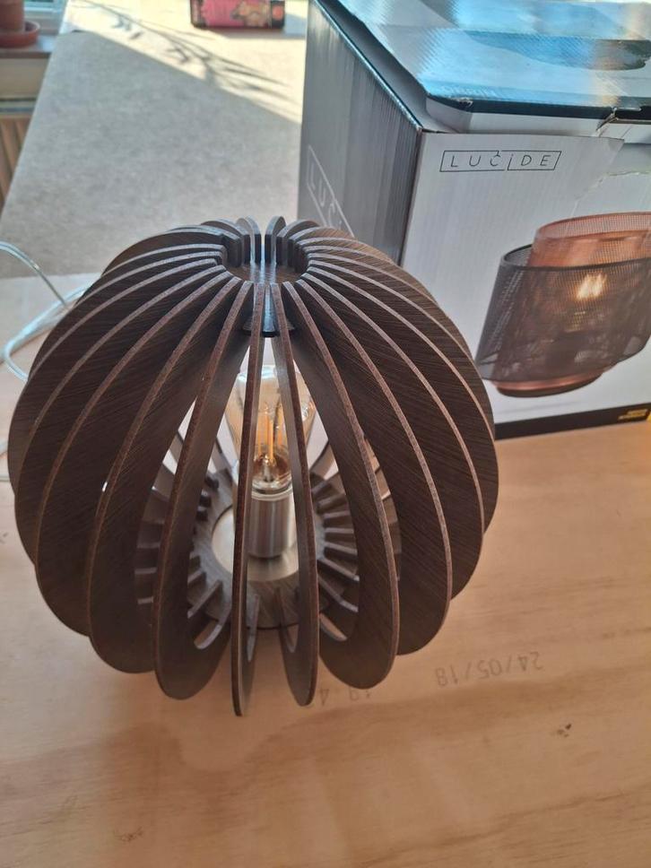 Lucide Tafellamp Hout - Modern Design, Huis en Inrichting, Lampen | Tafellampen, Zo goed als nieuw, Minder dan 50 cm, Hout, Metaal