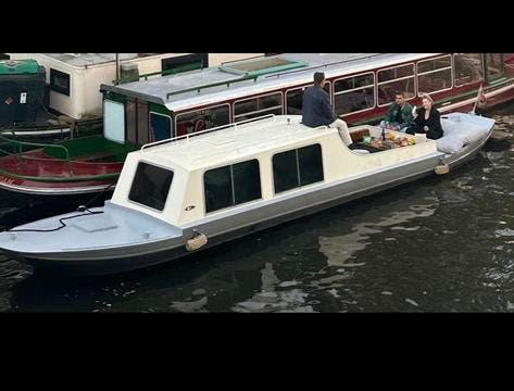 Unieke Kajuit Praam - sloep -, Watersport en Boten, Ophalen, Gebruikt, Staal, 50 pk of meer