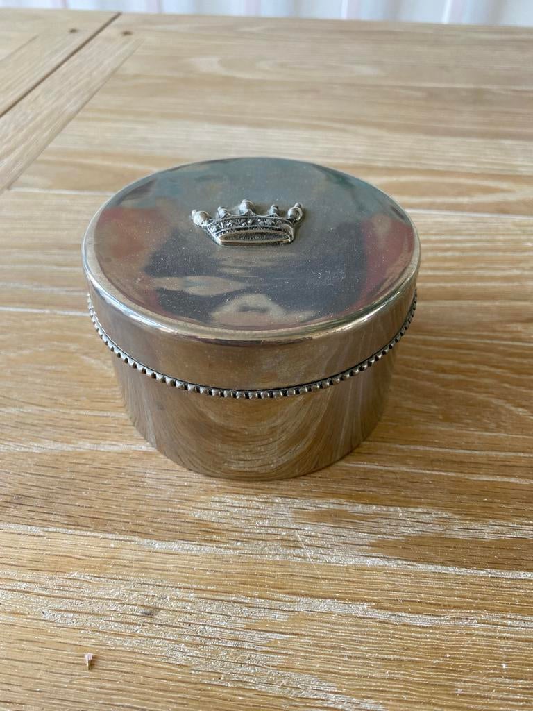Zilverkleurig doosje met kroon, Antiek en Kunst, Ophalen of Verzenden