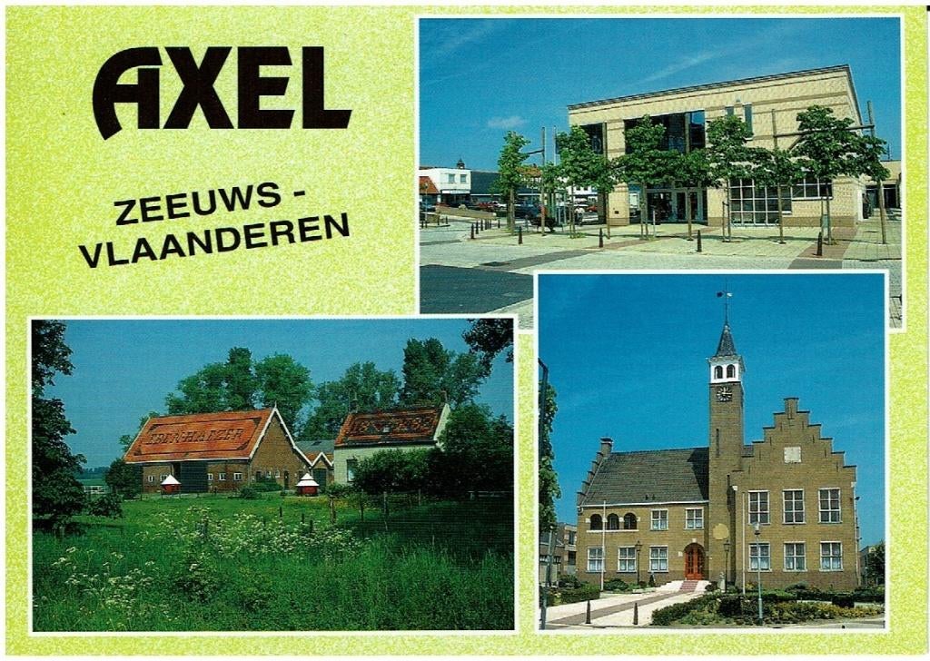 Ansichtkaart Axel, Zeeuws Vlaanderen, 3-luik, stadhuis, Verzamelen, Ophalen of Verzenden, 1980 tot heden, Ongelopen, Zeeland