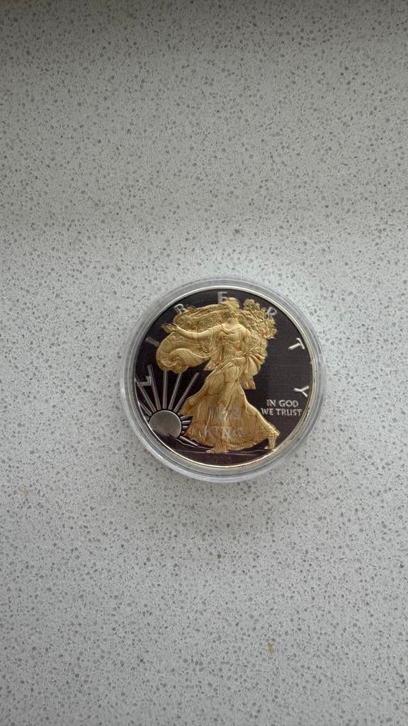 American eagle 1oz zilver verguld, Ophalen of Verzenden, Overige landen, 2 euro, Goud