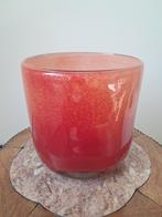 Rood gecraquleerd dikwandige glazen vaas, Ophalen of Verzenden, Zo goed als nieuw, Minder dan 50 cm, Minder dan 50 cm