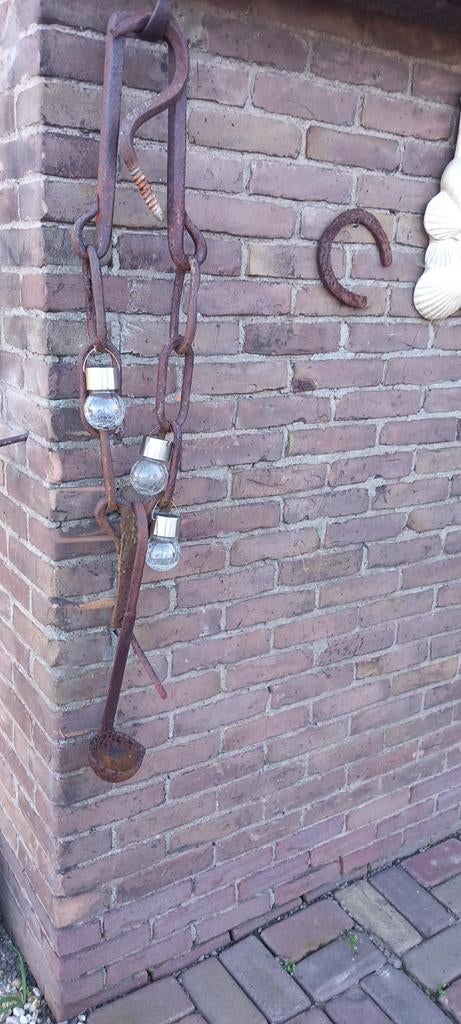 Oude ijzeren tuin decoratie met lampjes, Ophalen of Verzenden