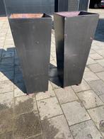 2 grote stalen tuin zuilen., Ophalen, Gebruikt, Rond, Metaal