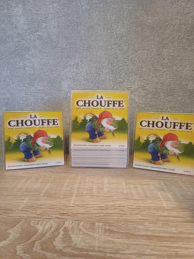 La Chouffe Tafelstandaards - Nieuw 14 stuks, Ophalen of Verzenden, Nieuw, Reclamebord, Plaat of Schild, Overige merken