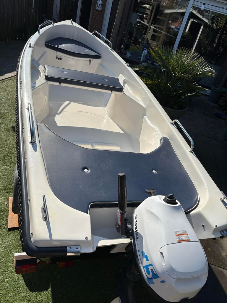 Remus sloep 3.90m met 5pk Yamaha en Atlanta trailer, Ophalen, Tot 10 pk, Zo goed als nieuw, 3 tot 6 meter