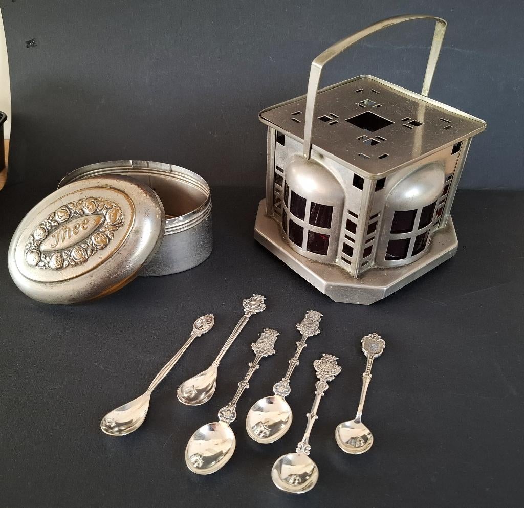 Vintage theelicht / theebus / theelepeltjes, Ophalen of Verzenden, Huis en Inrichting