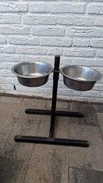 Voerbak houder met metalen bakjes, Ophalen, Verstelbaar, Gebruikt