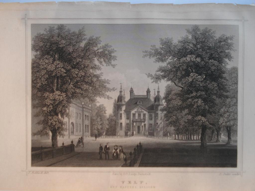 113 / Velp Kasteel Billioen   Staalgravure  1860, Antiek en Kunst, Ophalen of Verzenden