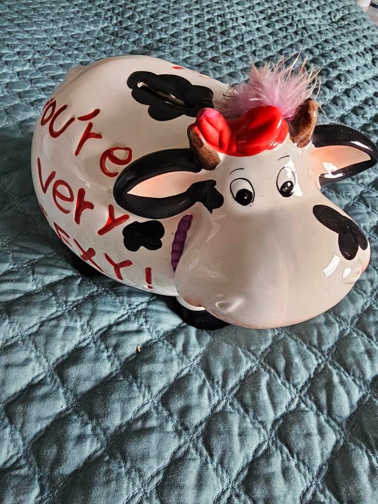 Koe spaarpot, Ophalen, Zo goed als nieuw, Steen, Aardewerk of Keramiek, Dier