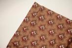 Coupon quilt 100% katoen stof - beige wit rood bloemen #3994, Beige, Nieuw, Ophalen of Verzenden, 30 tot 120 cm