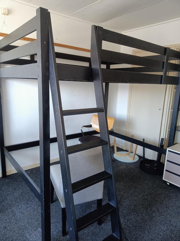 Zwart Hoogslaper IKEA moet weg, Ophalen, Gebruikt, Hoogslaper, 140 cm