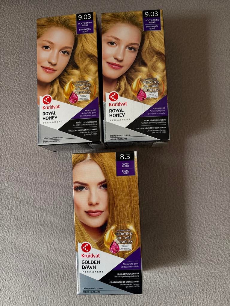 Kruidvat Haarverf: Licht Honing Blond & Goud Blond, Ophalen of Verzenden, Nieuw, Overige typen
