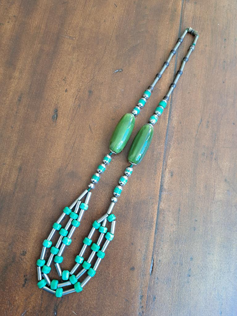 Art deco ketting, kralen, kralenketting staafjes, Verzenden, Overige typen