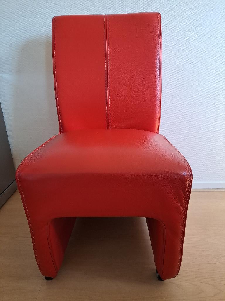 rode leren eetkamer stoelen, Huis en Inrichting, Stoelen, Ophalen, Gebruikt, Semi modern, Leer