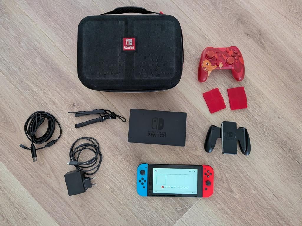 Nintendo Switch, grote set, in topconditie, Spelcomputers en Games, Verzenden, Zo goed als nieuw, Met 1 controller, Switch Original