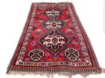 Vintage Handgeknoopt Perzisch wol Qashqai tapijt 103x165cm, Gebruikt, 100 tot 150 cm, Crème, Onbekend