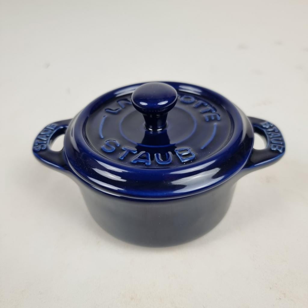 Staub ronde keramische minicocotte blauw 10cm/0,2L, Ophalen, Nieuw, Overige materialen, Pot, Bus of Blik