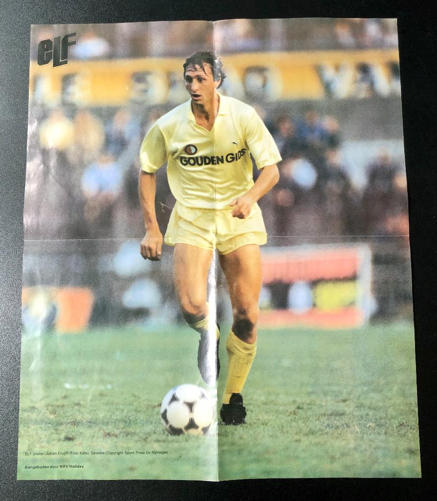 Zeldzame Johan Cruijff poster. Feyenoord ELF voetbal 1983/84, Verzenden, Zo goed als nieuw, Feyenoord, Poster, Plaatje of Sticker