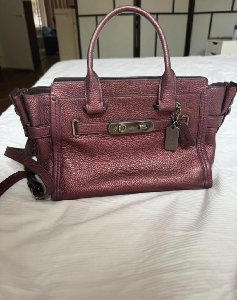 Coach Swagger 27 Satchel in Metallic Pebbled Leather, Ophalen of Verzenden, Zo goed als nieuw, Handtas