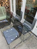IKEA TOBIAS eetkamerstoelen - set van 4 - donker transparant, Huis en Inrichting, Stoelen, Ophalen, Kunststof, Gebruikt, Overige kleuren