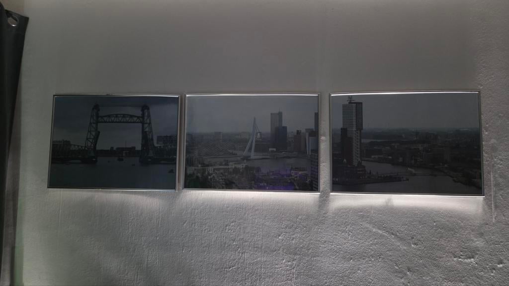 3 ingelijste foto's van Rotterdam zie omschrijving, Huis en Inrichting, Woonaccessoires | Schilderijen, Tekeningen en Foto's, Gebruikt