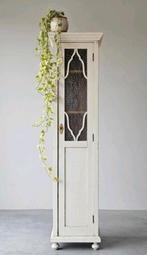 Antieke brocante Franse eendeurskast vintage smalle kast, Ophalen of Verzenden