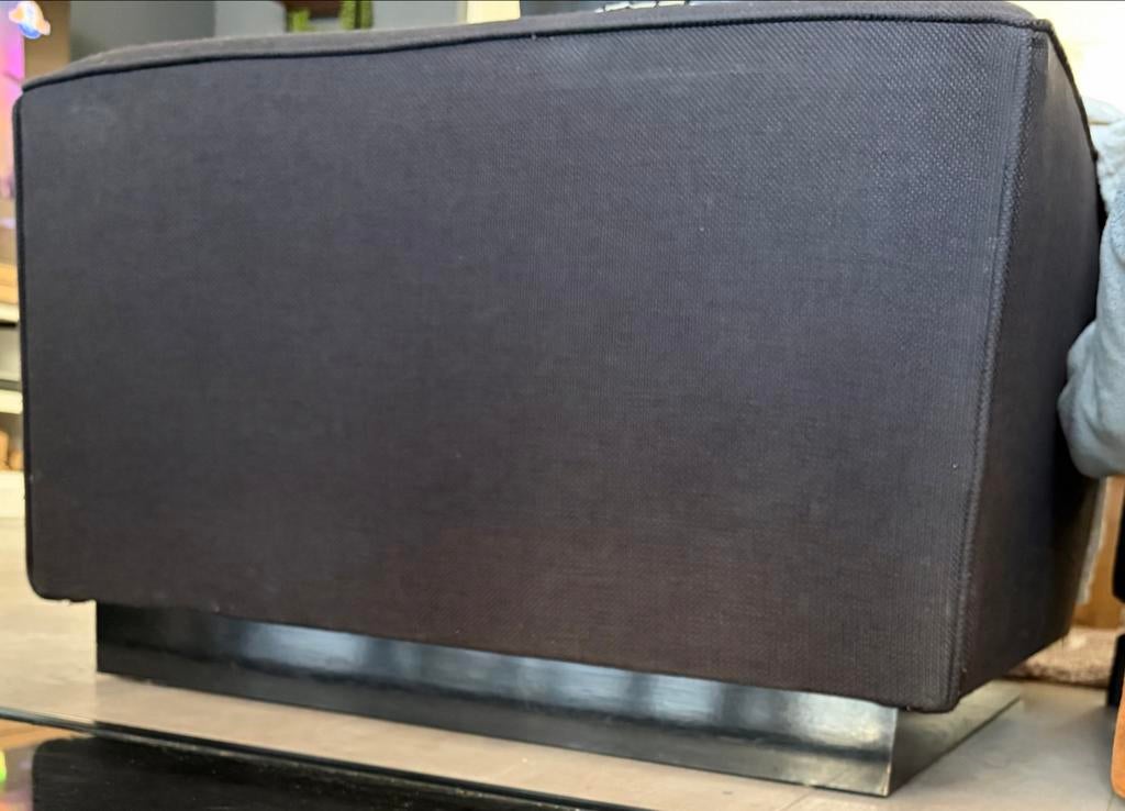 Stoffen poef/hocker antreciet, Ophalen, Vierkant, 75 tot 100 cm, Zo goed als nieuw