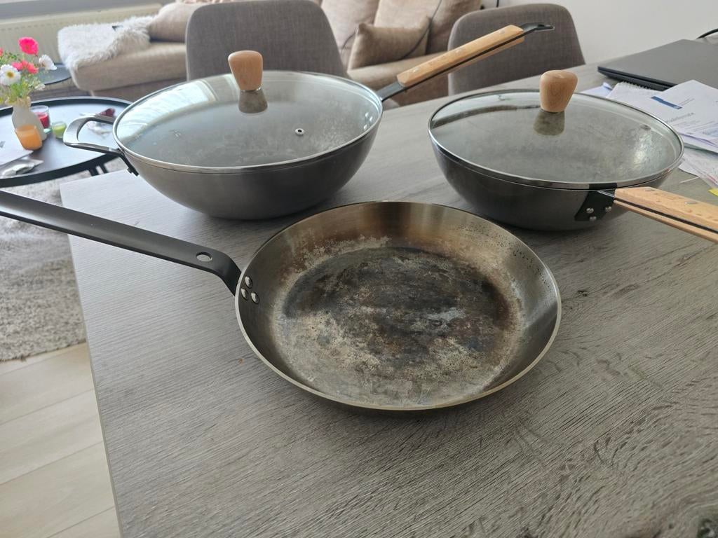 Carbon steel/koolstofstalen pannen, Ophalen, Overige materialen, Wok, Keramische plaat