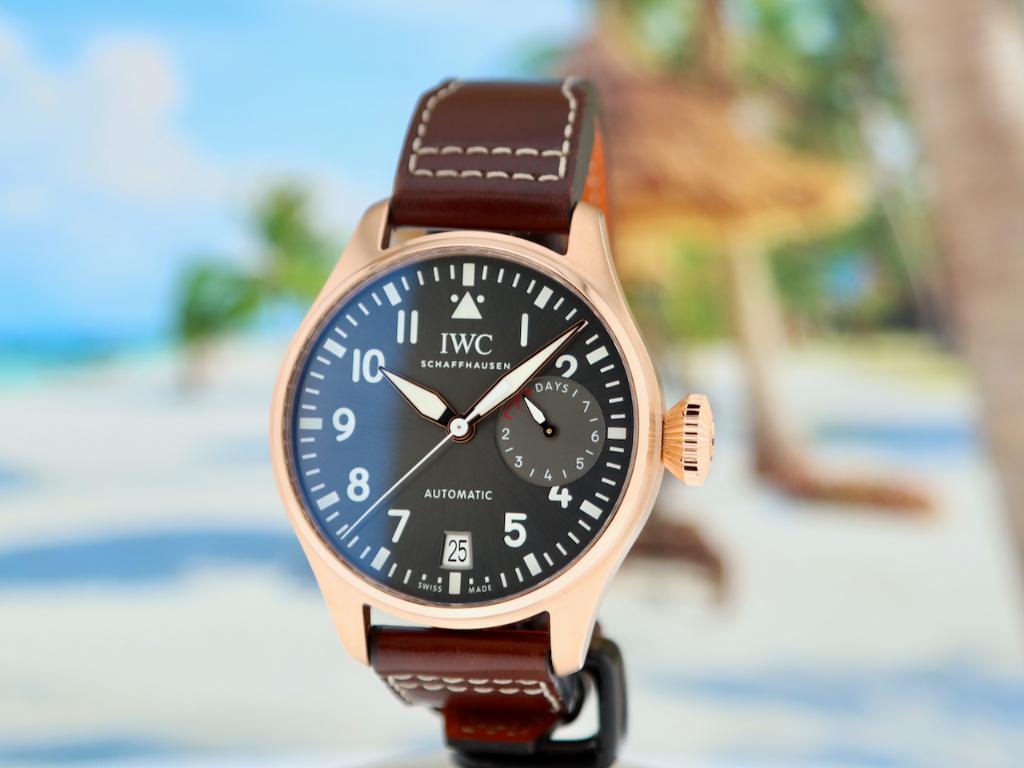 IWC Big Pilot Spitfire Rose Goud in Nieuwstaat 12-2016 NL, Overige merken, Leer, Polshorloge, Ophalen of Verzenden