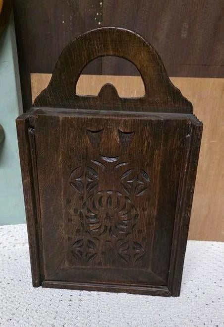 Antieke houten schooltas met fries steekwerk, Antiek en Kunst, Ophalen of Verzenden
