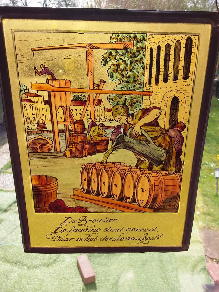 Jan Luyken 1694 De Brouwer glas in lood gebrandschilderdglas, Ophalen of Verzenden